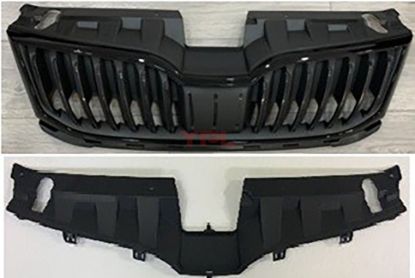 ON PANJUR PARLAK CERCEVE UST PLASTIK BIRLIKTE PARLAK SIYAH KOMPLE OCTAVIA 2018-2021 - 5E0853653C 041/5E0853761E 041 resmi