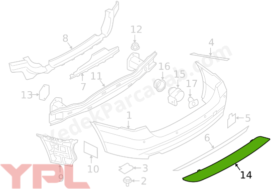 REFLEKTOR ARKA TAMPON SOL BMW G20 M-TECH 2019 - 63148074229 resmi