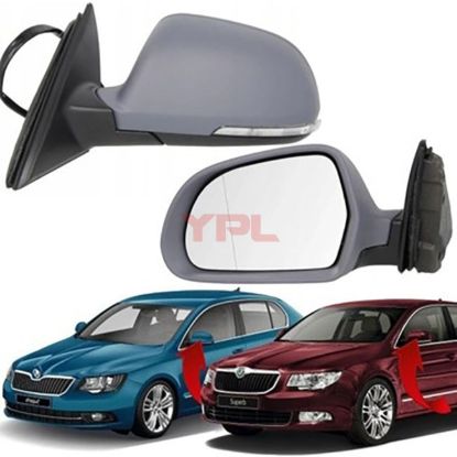 AYNA KOMPLE SOL CEVRE AYDINLAMALI KATLANIR 13 PIN SUPERB 08-15 - 3T1857507CB resmi